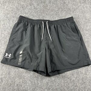 Under Armour Woven Volley Shorts Mens 2XL Black Swim Trunks Elastic Waist Lined